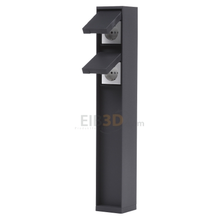 BEGA 70 706 Anschlusssäule IP44, mit 2 Steckdosen, Höhe 500 mm, grafit 
